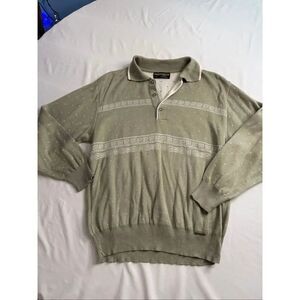 Vintage Geiger Tirol Austria Sweater Polo Mens Size 50 Large Olive Green Knit Pu